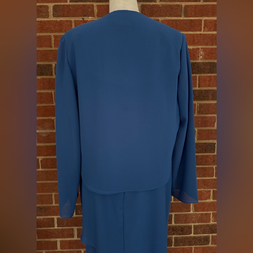 Ursula of Switzerland Sapphire Blue Layered Dress with Jacket - Picture 9 of 10